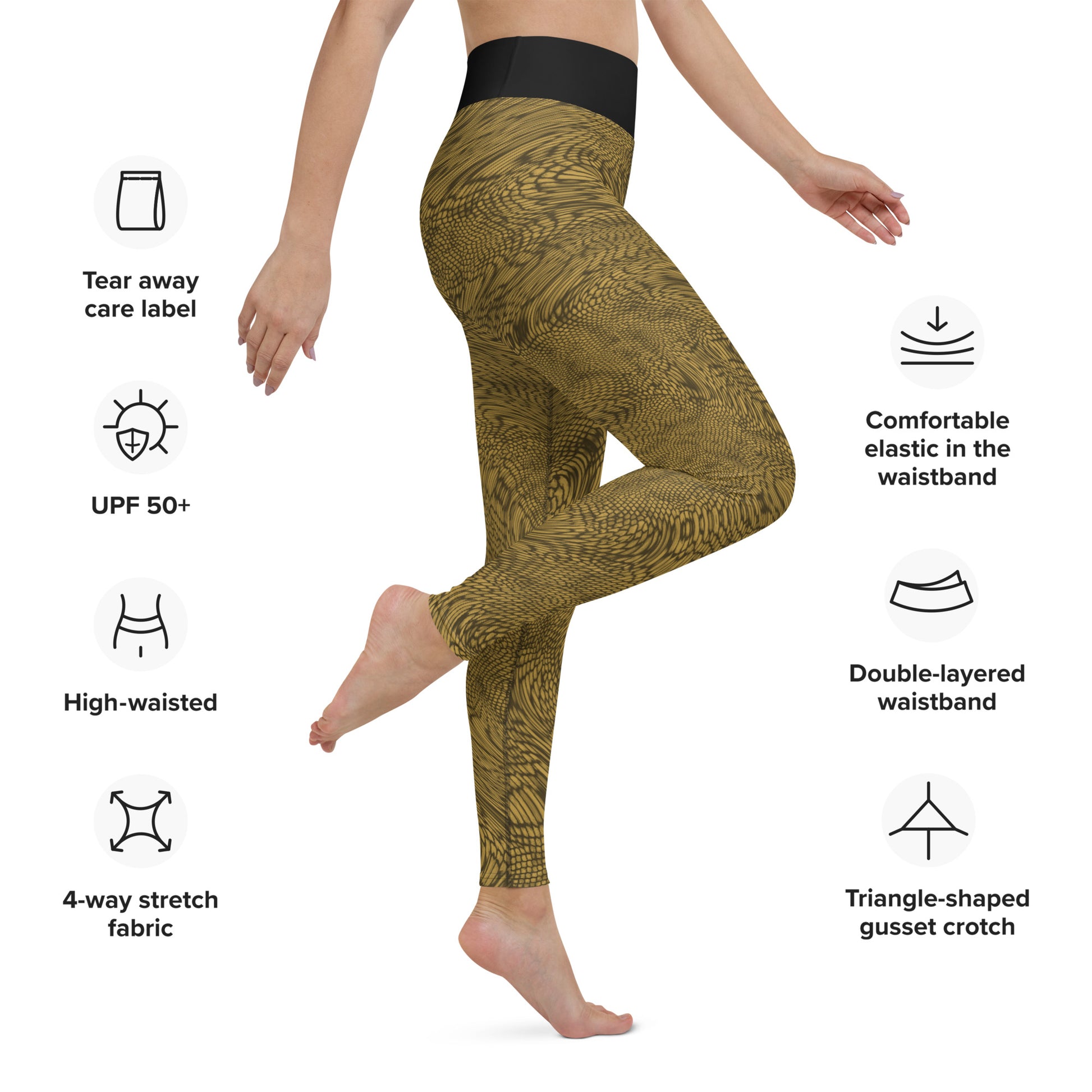 Yoga Leggings | Desert Sand Psychedelic Snake Skin Festival Leggings | Fractal leggings | Gym Exercise Leggings | Stretch Pants | - Comfortable Culture - Leggings - Comfortable Culture