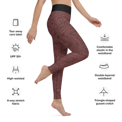 Yoga Leggings | Terracotta Psychedelic Snake Skin Festival Leggings | Fractal leggings | Gym Exercise Leggings | Stretch Pants | - Comfortable Culture - Leggings - Comfortable Culture