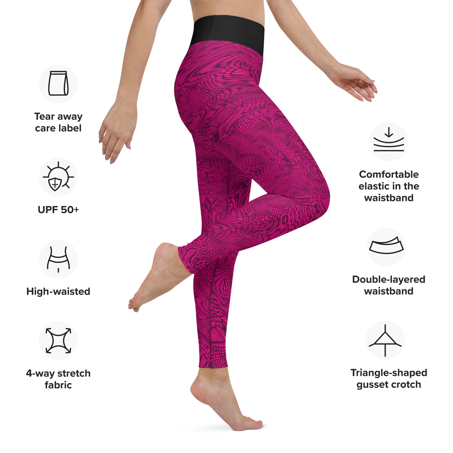 Yoga Leggings | Violet-Red Psychedelic Snake Skin Festival Leggings | Fractal leggings | Gym Exercise Leggings | Stretch Pants | - Comfortable Culture - Leggings - Comfortable Culture