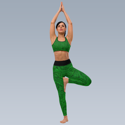 Fractal Yoga Leggings (Green)
