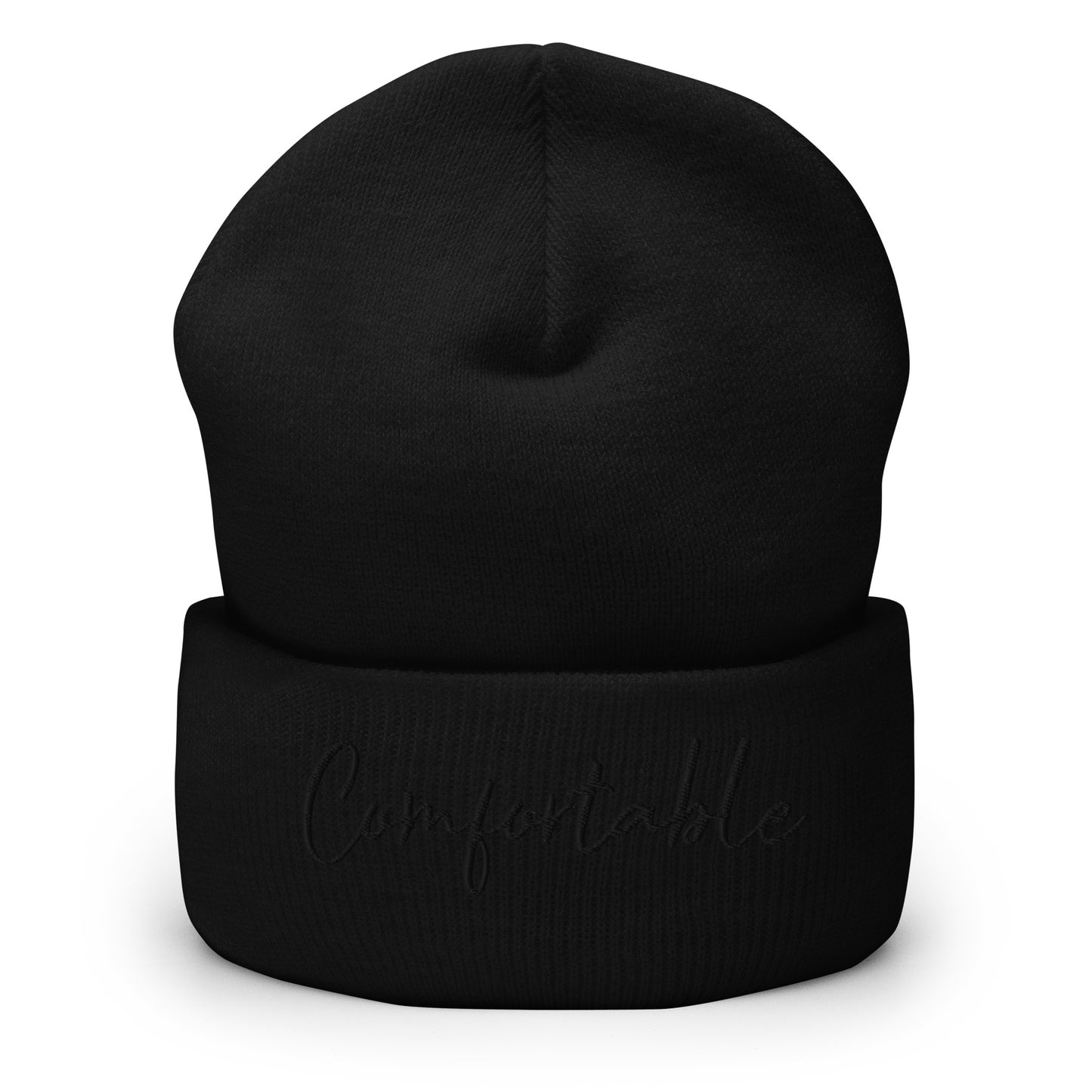 "Comfortable" Cuffed Beanie (Black Text) - Comfortable Culture - Black - Hats - Comfortable Culture