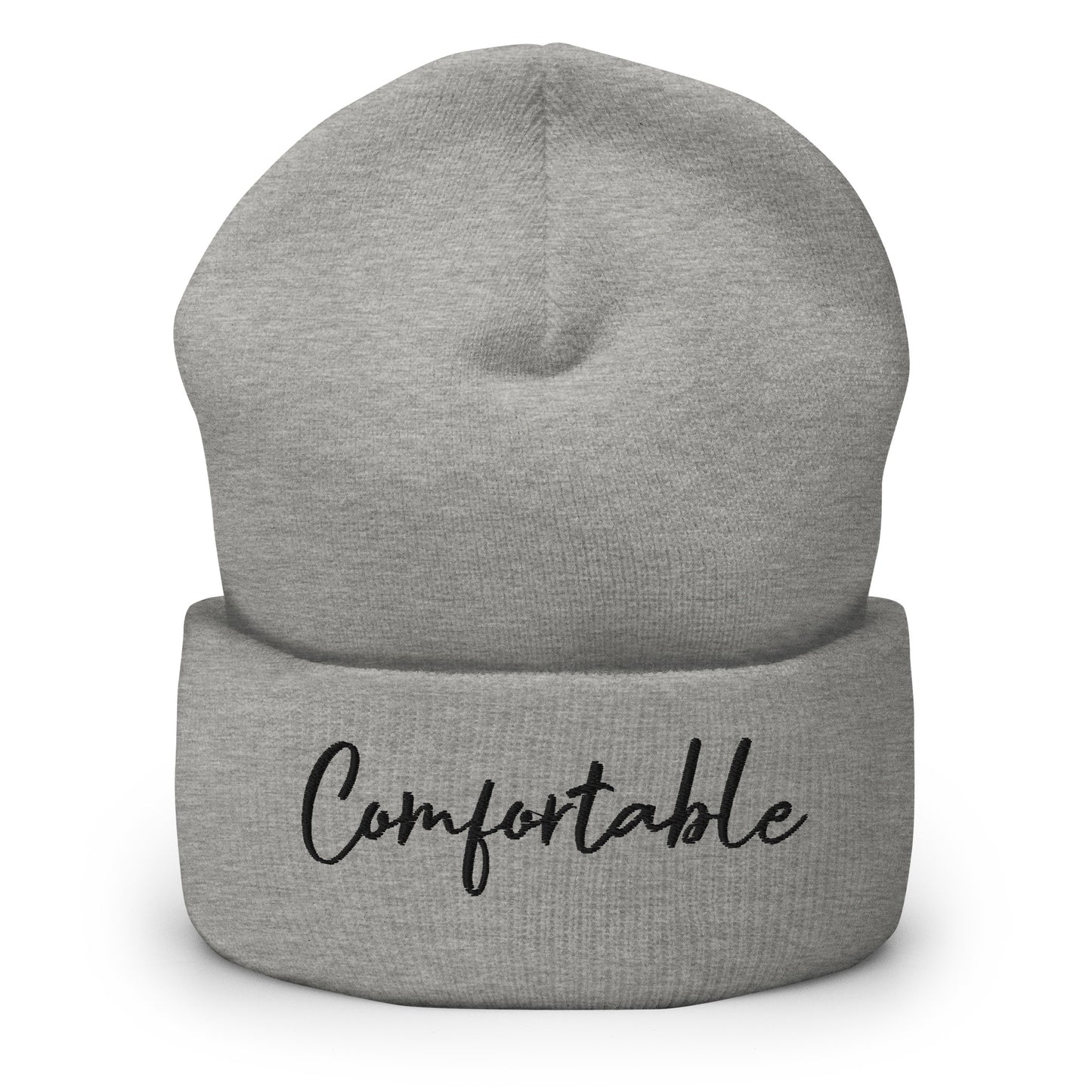"Comfortable" Cuffed Beanie (Black Text) - Comfortable Culture - Heather Grey - Hats - Comfortable Culture