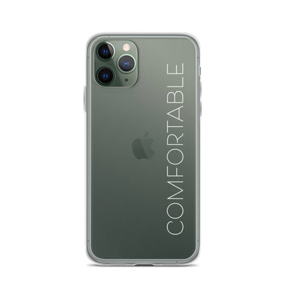 "Comfortable" Clear iPhone Case (White Text) - Comfortable Culture - iPhone 11 Pro - Mobile Phone Cases - Comfortable Culture