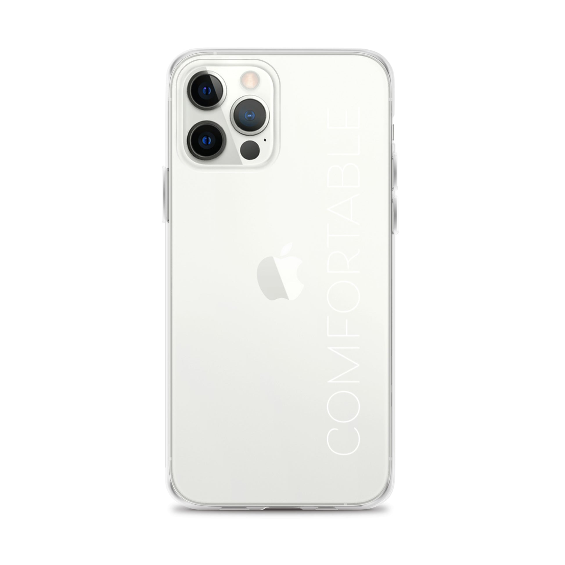 "Comfortable" Clear iPhone Case (White Text) - Comfortable Culture - iPhone 12 Pro Max - Mobile Phone Cases - Comfortable Culture