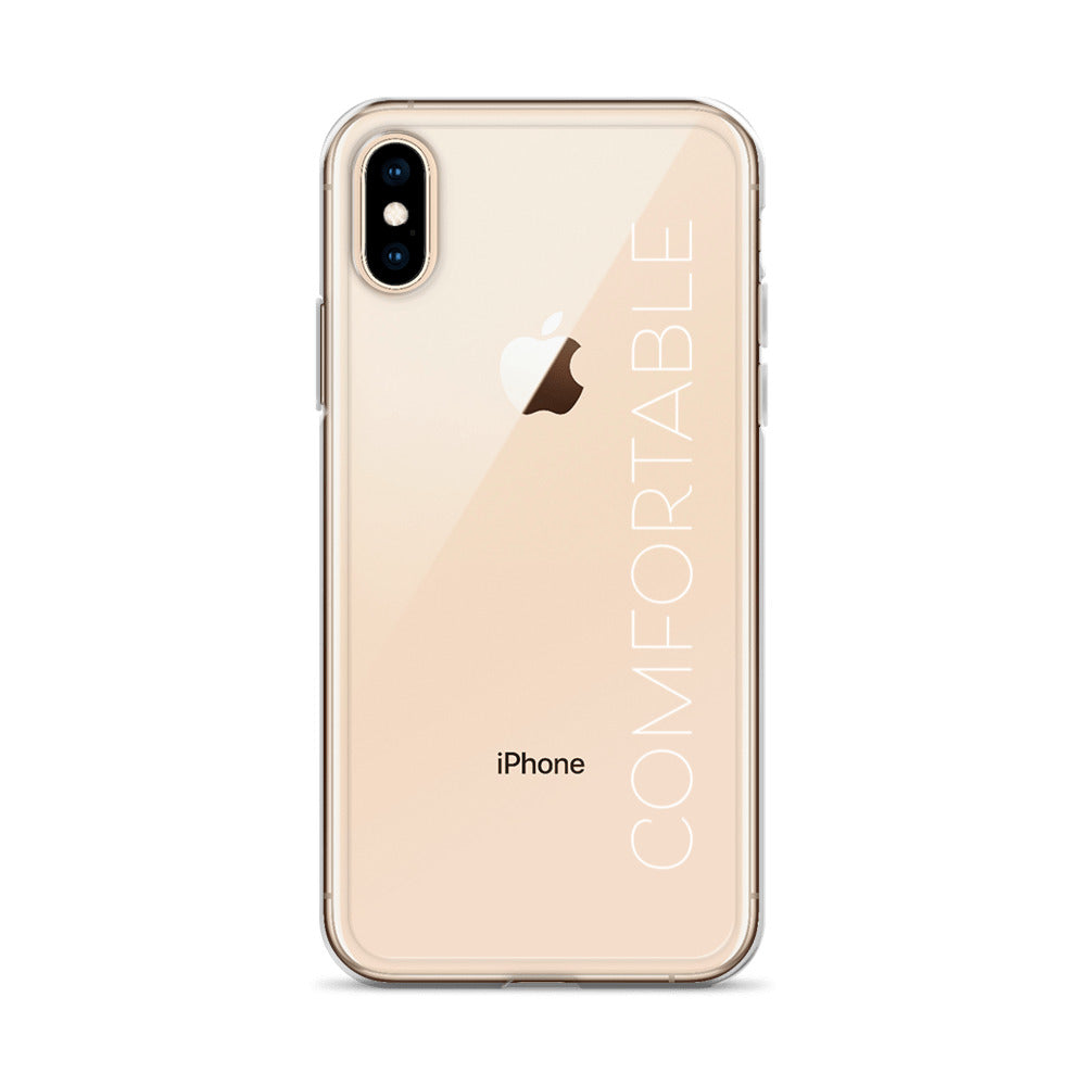 "Comfortable" Clear iPhone Case (White Text) - Comfortable Culture - Mobile Phone Cases - Comfortable Culture