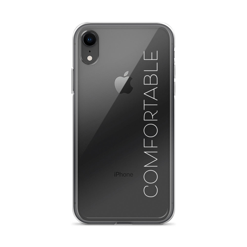 "Comfortable" Clear iPhone Case (White Text) - Comfortable Culture - iPhone XR - Mobile Phone Cases - Comfortable Culture