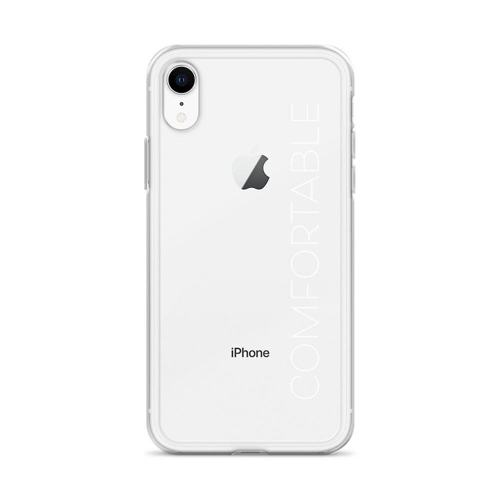"Comfortable" Clear iPhone Case (White Text) - Comfortable Culture - Mobile Phone Cases - Comfortable Culture