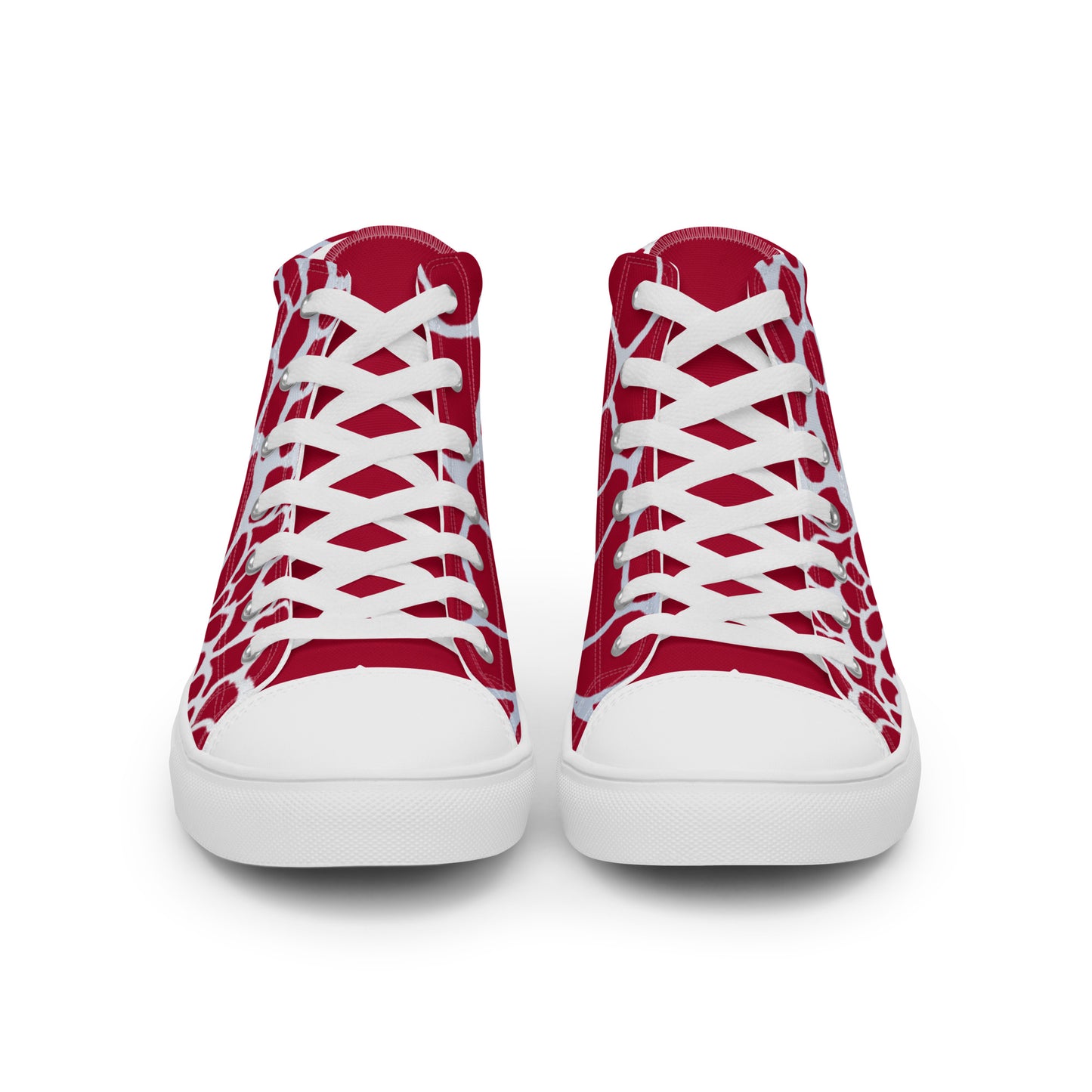 Organic Men’s High Top Canvas Shoes (Red & White) | Comfortable Print Shoes | Stylish Festival Sneakers | Comfortable Culture - Comfortable Culture - Shoes - Comfortable Culture