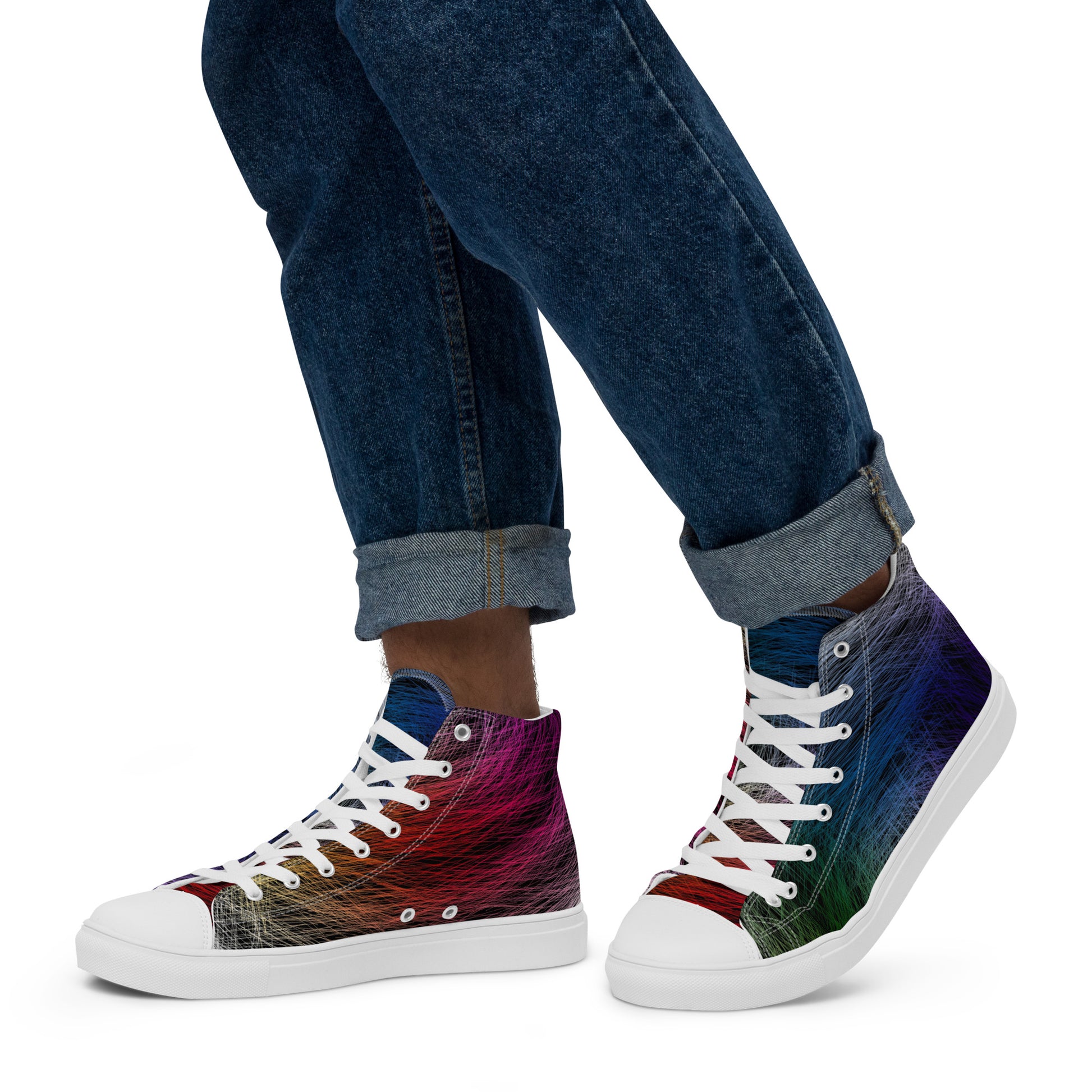 Wild Rainbow Men’s High Top Canvas Shoes | Casual LGBTQ+ Shoes | Stylish Festival Sneakers | Pride Shoes | Lace Up Sneakers | - Comfortable Culture - Shoes - Comfortable Culture