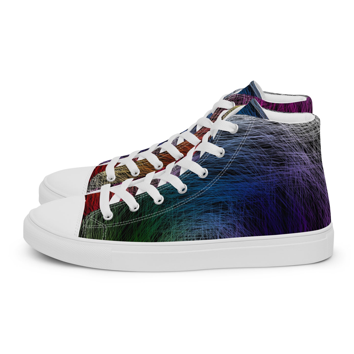 Wild Rainbow Men’s High Top Canvas Shoes | Casual LGBTQ+ Shoes | Stylish Festival Sneakers | Pride Shoes | Lace Up Sneakers | - Comfortable Culture - 5 - Shoes - Comfortable Culture