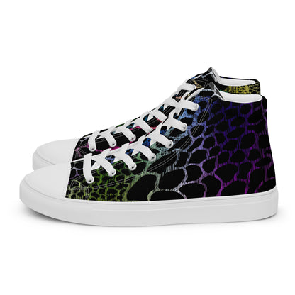 Wild Rainbow Outline Men’s High Top Canvas Shoes | Casual Print Shoes | Stylish Festival Sneakers | LGBTQ+ Shoes | Lace Up Sneakers | - Comfortable Culture - 5 - Shoes - Comfortable Culture