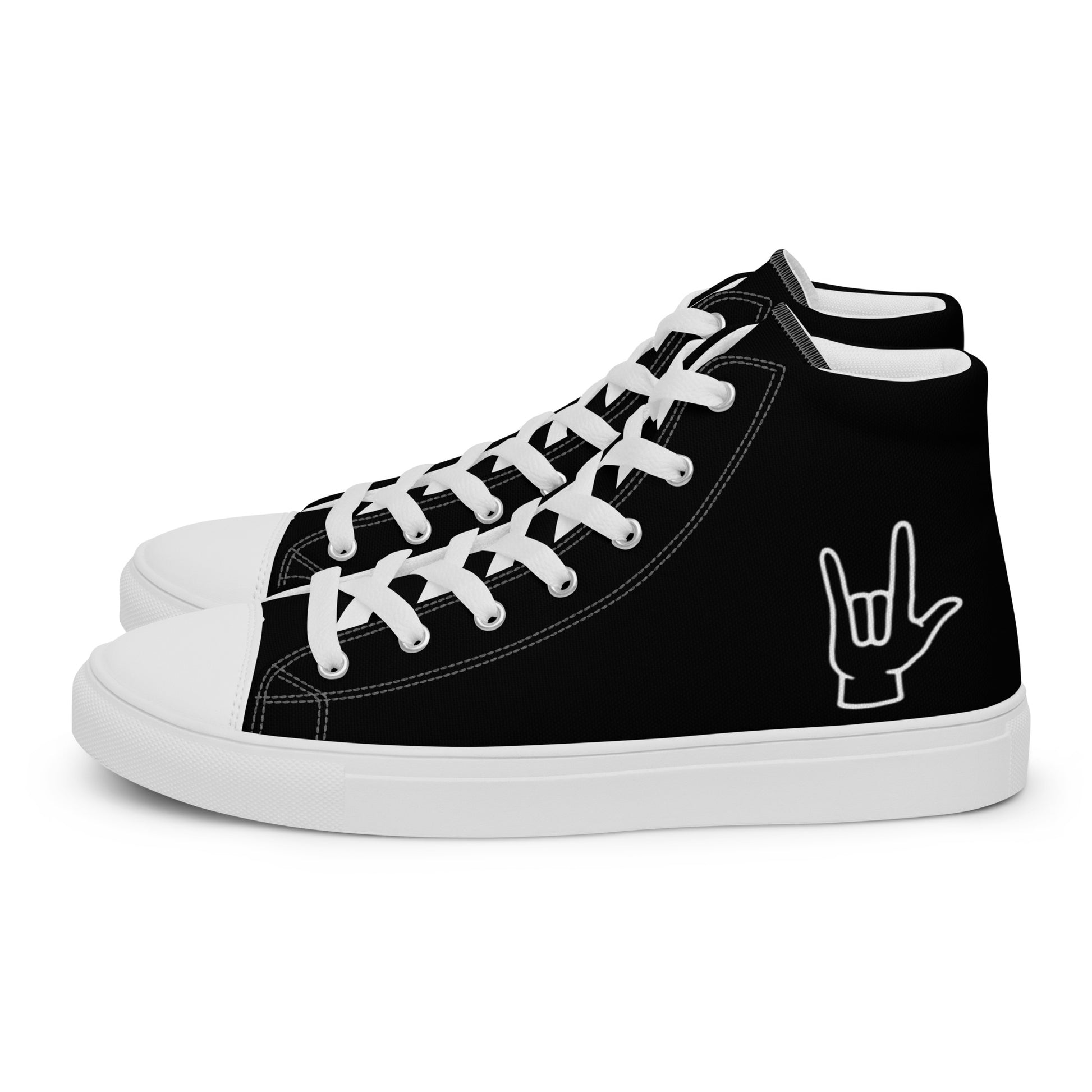 ILY Men’s High Top Canvas Shoes | Sign Language Sneaker | Casual Print Shoes | Stylish Festival Sneakers | ASL Shoes | Lace Up Sneakers | - Comfortable Culture - 5 - Shoes - Comfortable Culture