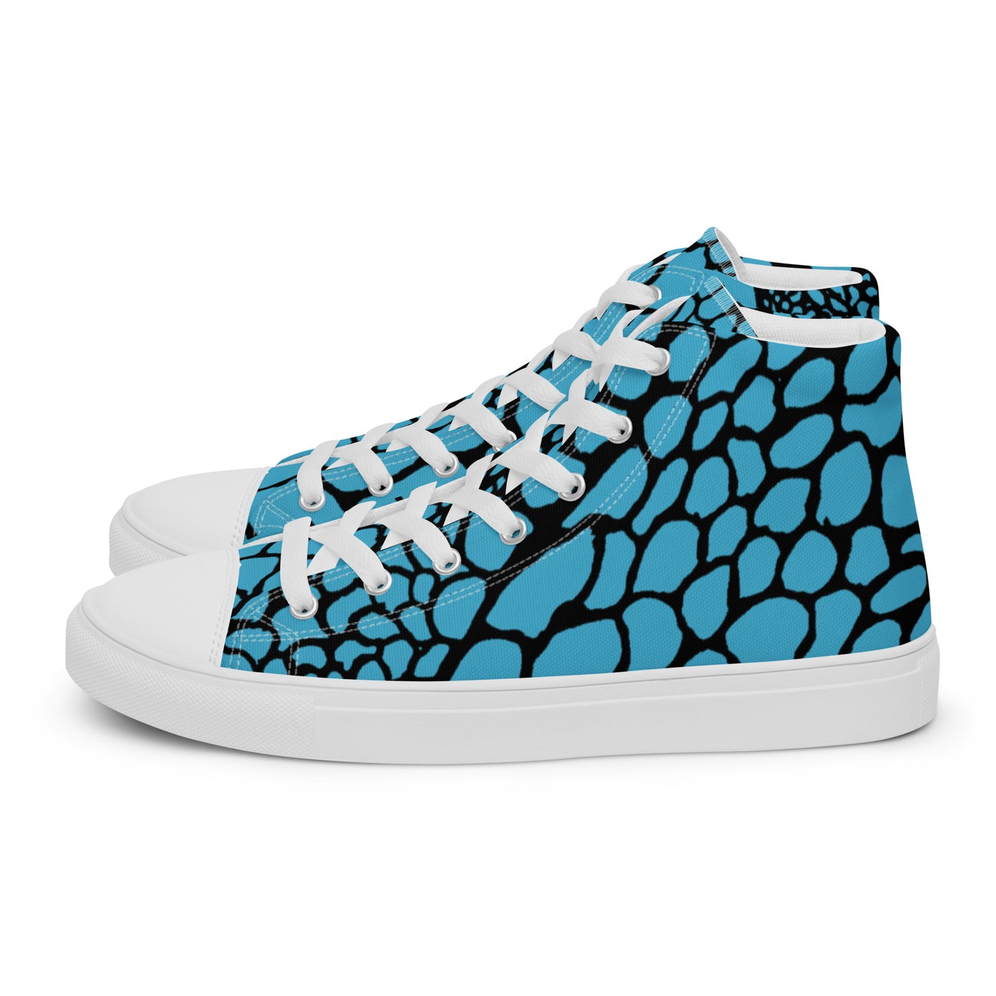 Organic Sky Blue Men’s High Top Canvas Shoes | Casual Print Shoes | Stylish Festival Sneakers | Abstract Shoes | Lace Up Sneakers | - Comfortable Culture - Shoes - Comfortable Culture