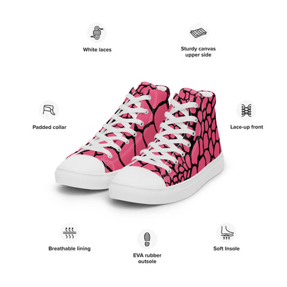 Organic Brink Pink Print Men’s High Top Canvas Shoes | Casual Print Shoes | Stylish Festival Sneakers | Abstract Shoes | Lace Up Sneakers | - Comfortable Culture - Shoes - Comfortable Culture