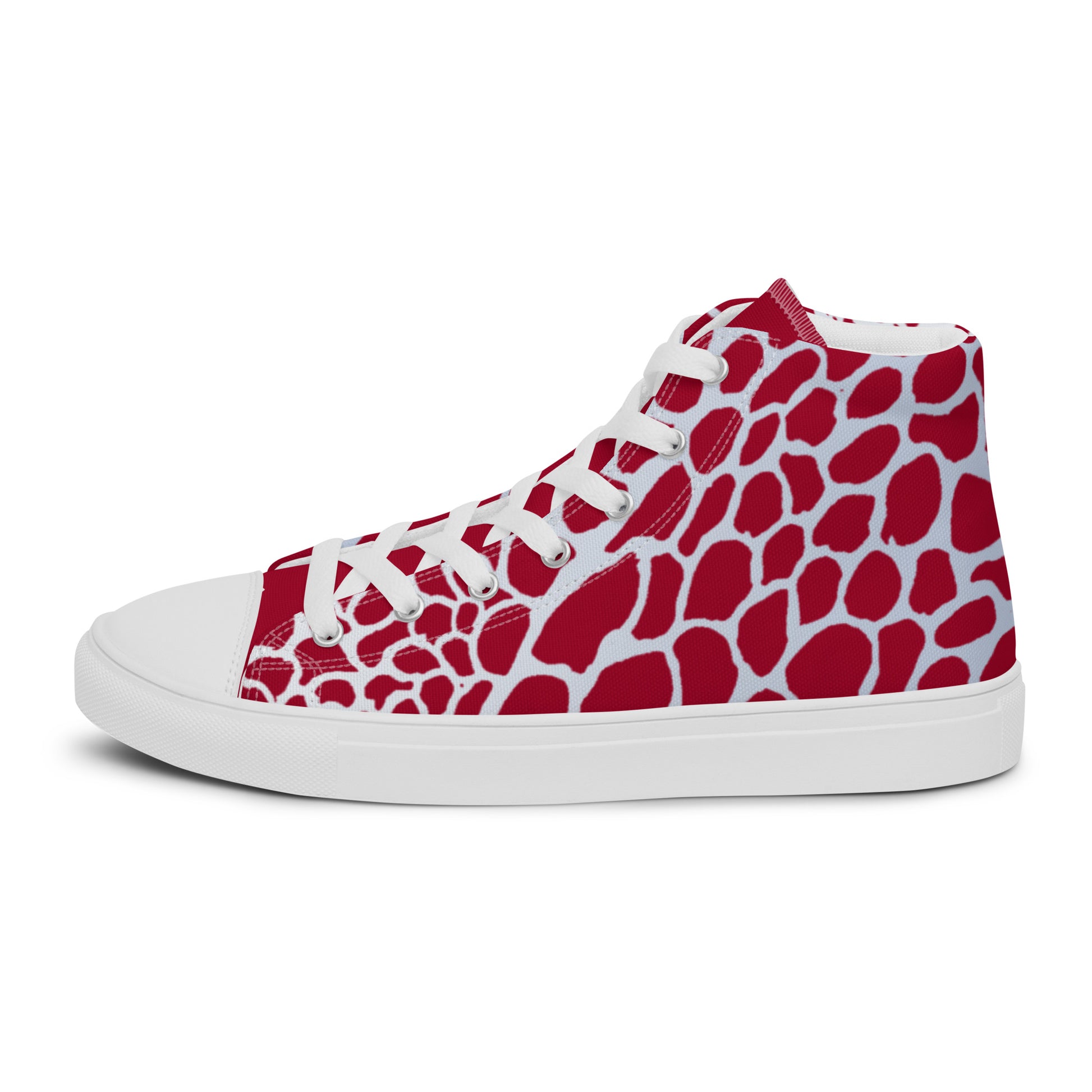 Organic Men’s High Top Canvas Shoes (Red & White) | Comfortable Print Shoes | Stylish Festival Sneakers | Comfortable Culture - Comfortable Culture - 5 - Shoes - Comfortable Culture