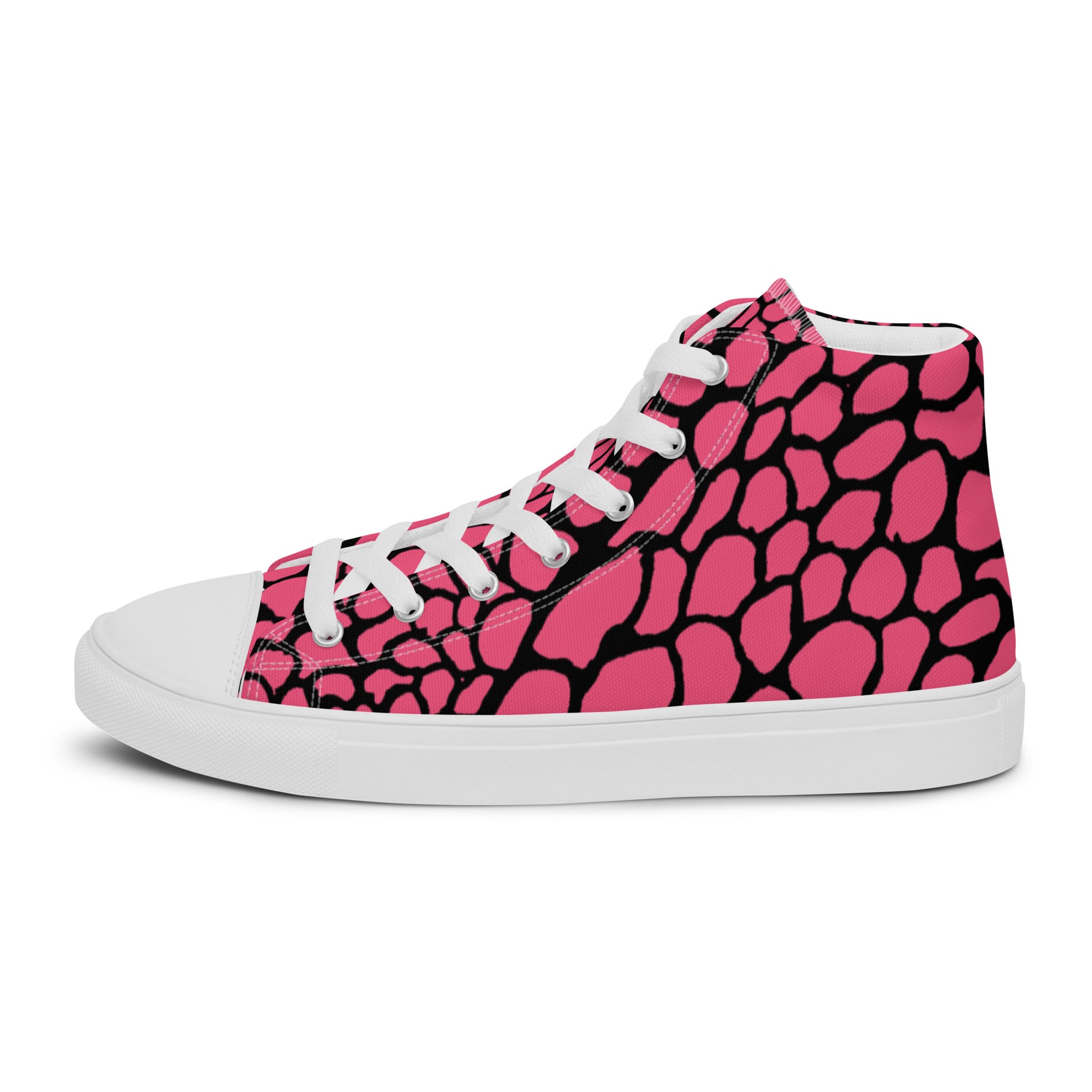 Organic Brink Pink Print Men’s High Top Canvas Shoes | Casual Print Shoes | Stylish Festival Sneakers | Abstract Shoes | Lace Up Sneakers | - Comfortable Culture - Shoes - Comfortable Culture