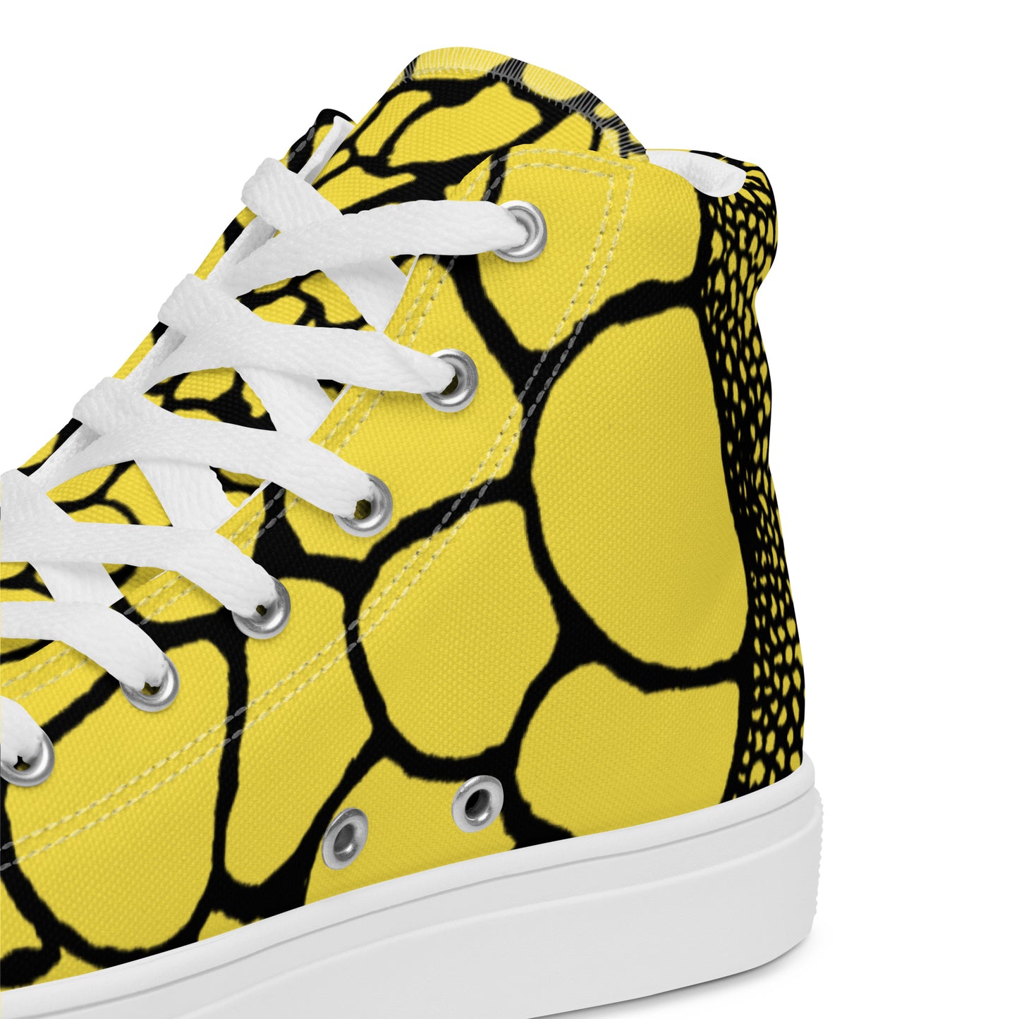 Organic Paris Daisy Yellow Men’s High Top Canvas Shoes | Casual Print Shoes | Stylish Festival Sneakers | Abstract Shoes | Lace Up Sneakers | - Comfortable Culture - Shoes - Comfortable Culture