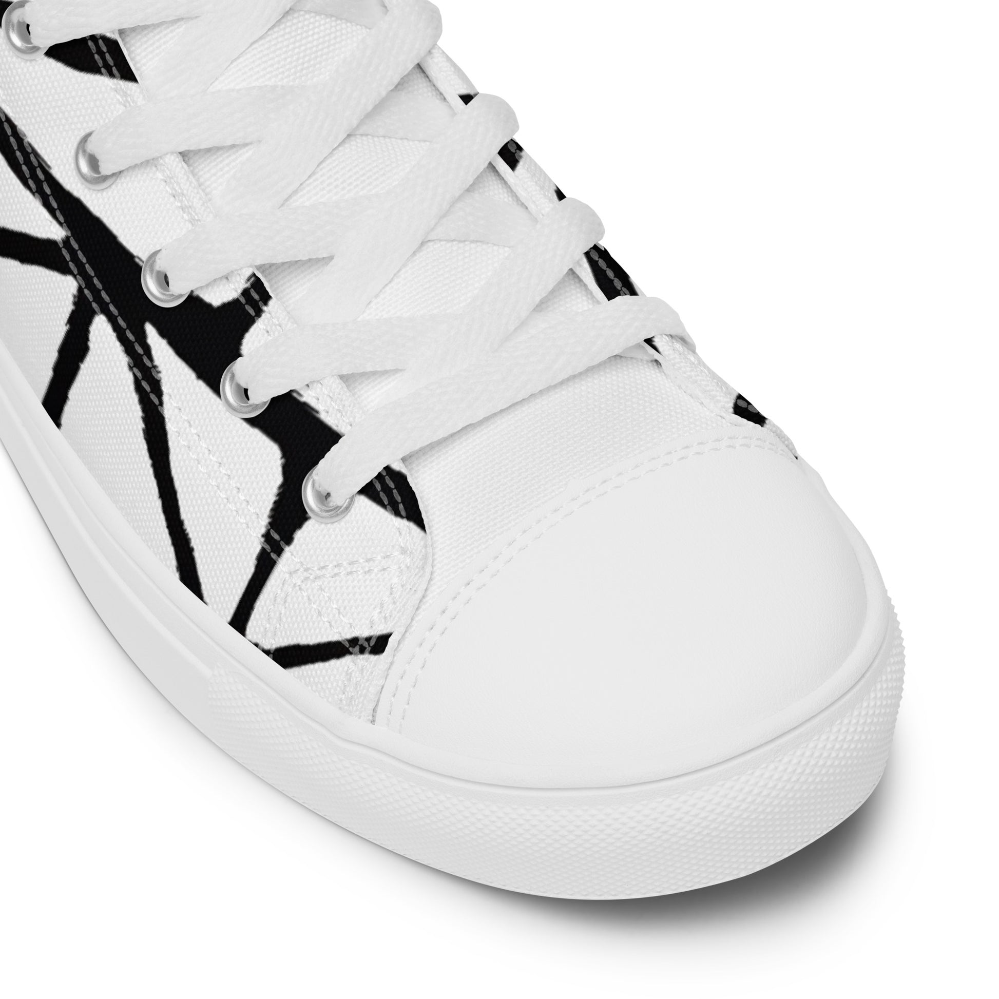 Tribal Black and White Men’s High Top Canvas Shoes | Geometric Print Shoes | Stylish Festival Sneakers | Casual Style | Lace Up Sneakers - Comfortable Culture - Shoes - Comfortable Culture