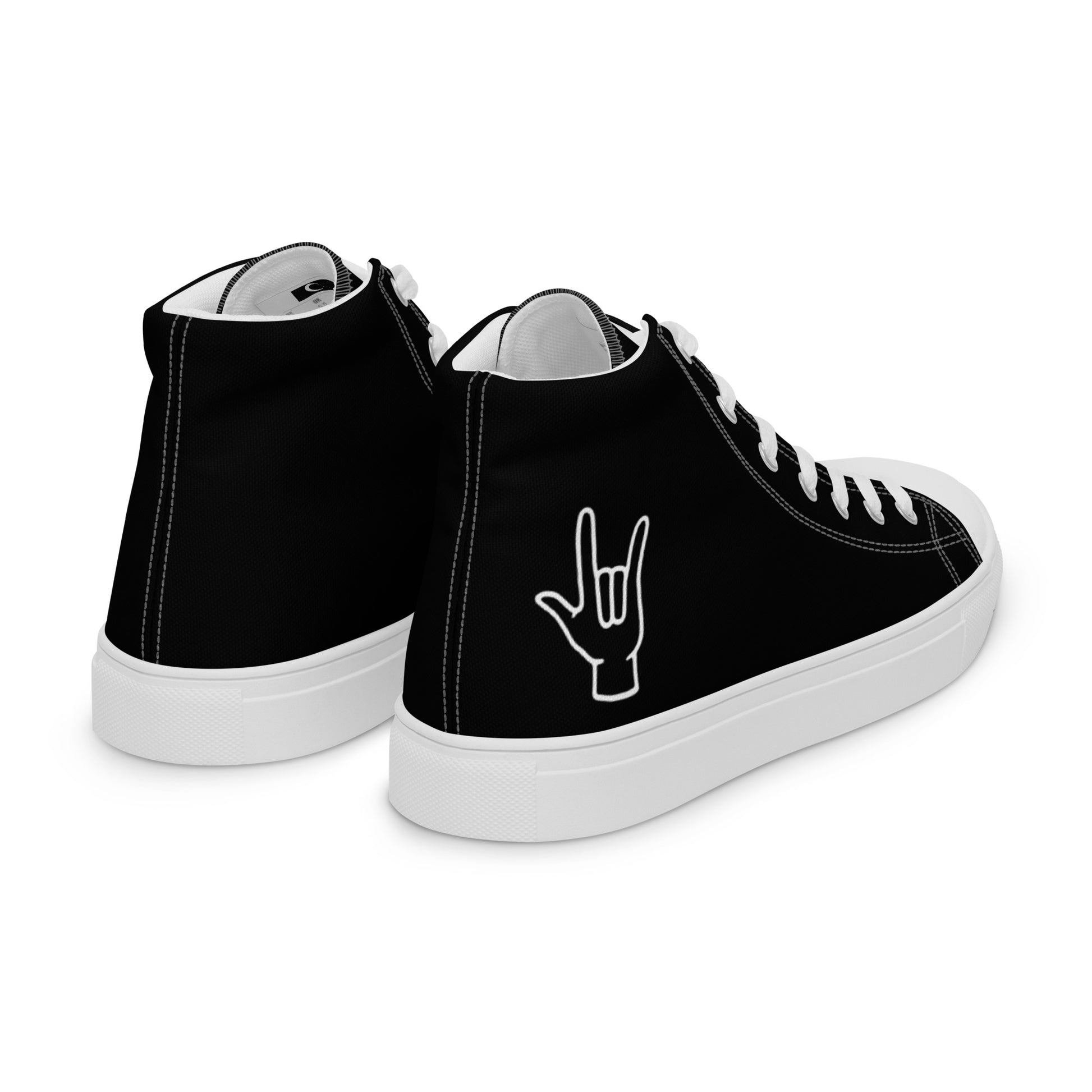 ILY Men’s High Top Canvas Shoes | Sign Language Sneaker | Casual Print Shoes | Stylish Festival Sneakers | ASL Shoes | Lace Up Sneakers | - Comfortable Culture - Shoes - Comfortable Culture