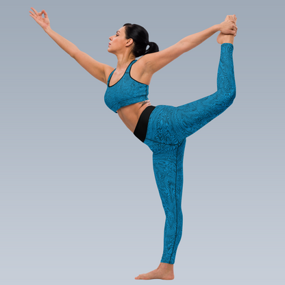 Fractal Yoga Leggings (Sky Blue)