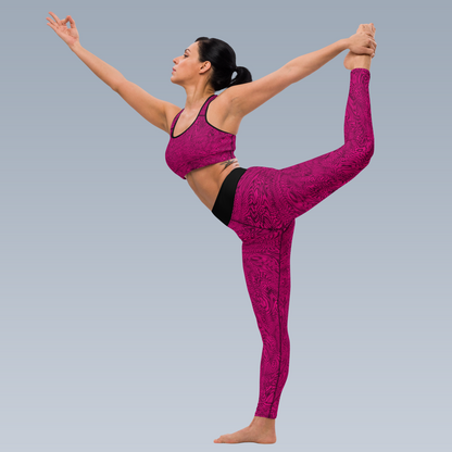 Fractal Yoga Leggings (Hot Pink)