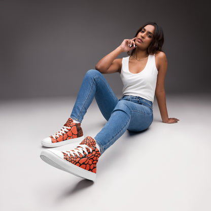 Organic Outrageous Orange Print Women’s High Top Canvas Shoes | Casual Print Shoes | Stylish Festival Sneakers | Abstract Shoes | Lace Up Sneakers | - Comfortable Culture - 5 - Shoes - Comfortable Culture
