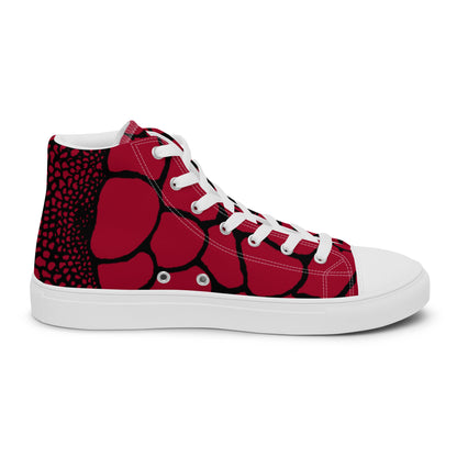 Organic Blood Red Print Women’s High Top Canvas Shoes | Casual Print Shoes | Stylish Festival Sneakers | Abstract Shoes | Lace Up Sneakers | - Comfortable Culture - Shoes - Comfortable Culture