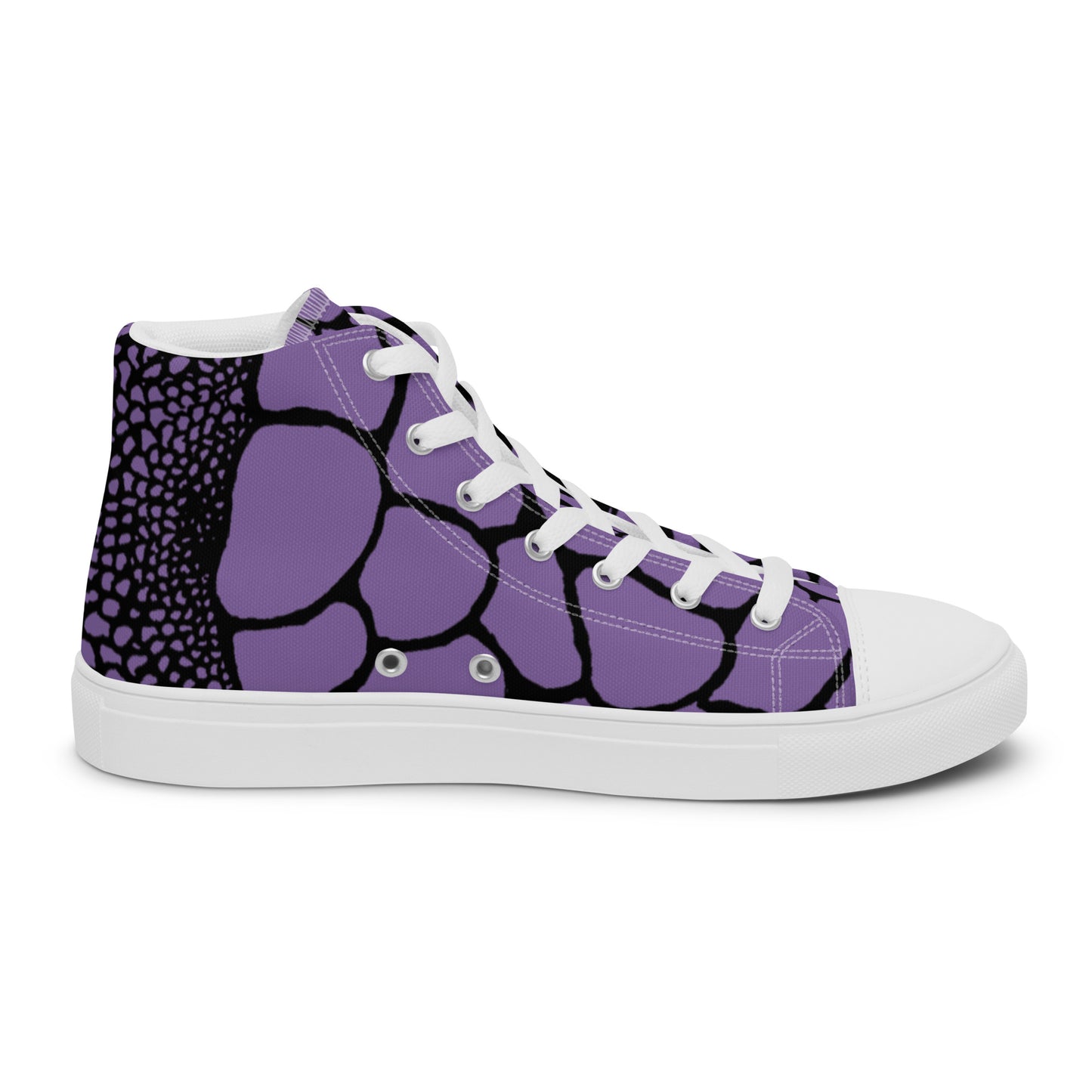 Organic Amethyst Purple Print Women’s High Top Canvas Shoes | Casual Print Shoes | Stylish Festival Sneakers | Abstract Shoes | Lace Up Sneakers | - Comfortable Culture - Shoes - Comfortable Culture