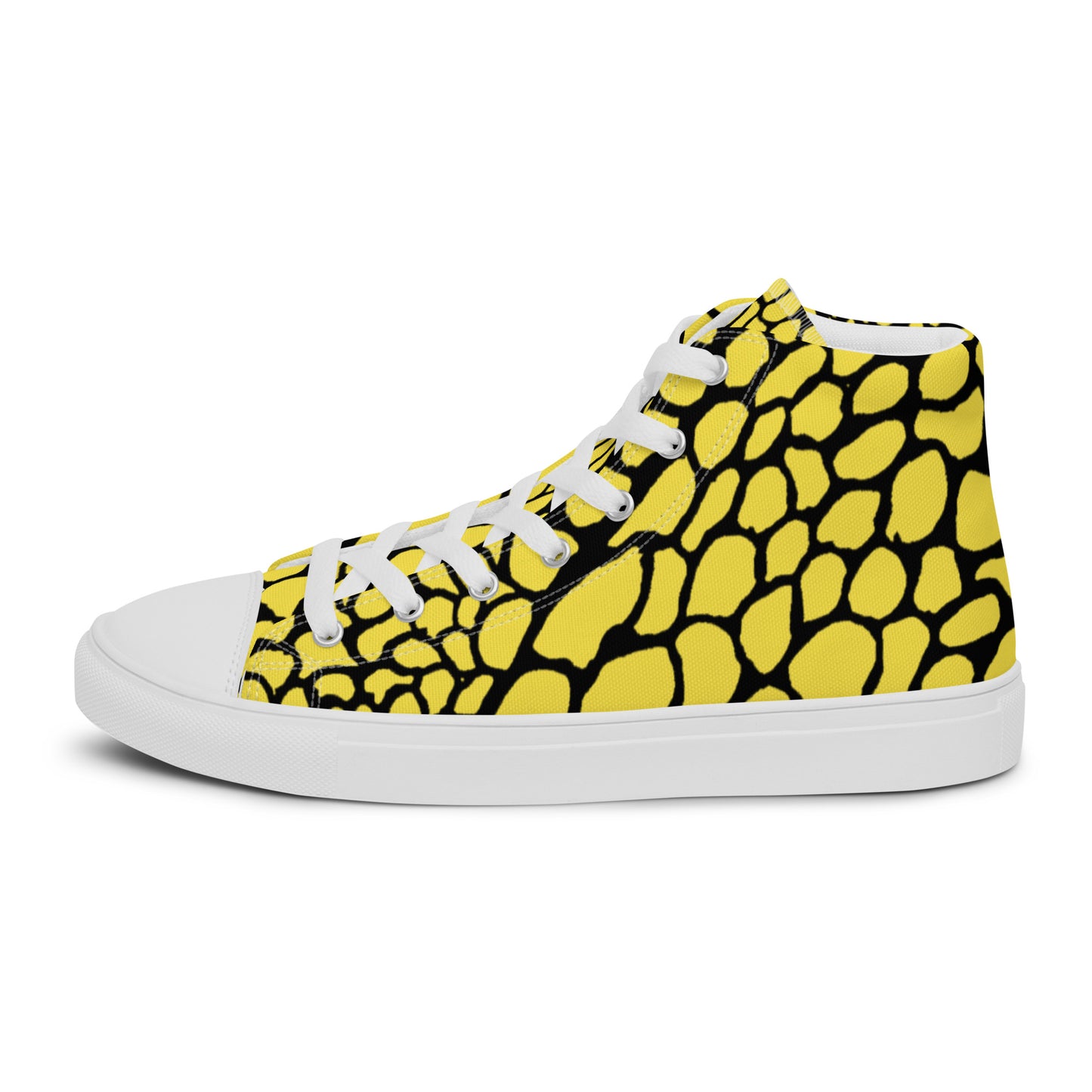 Organic Paris Daisy Yellow Print Women’s High Top Canvas Shoes | Casual Print Shoes | Stylish Festival Sneakers | Abstract Shoes | Lace Up Sneakers | - Comfortable Culture - Shoes - Comfortable Culture