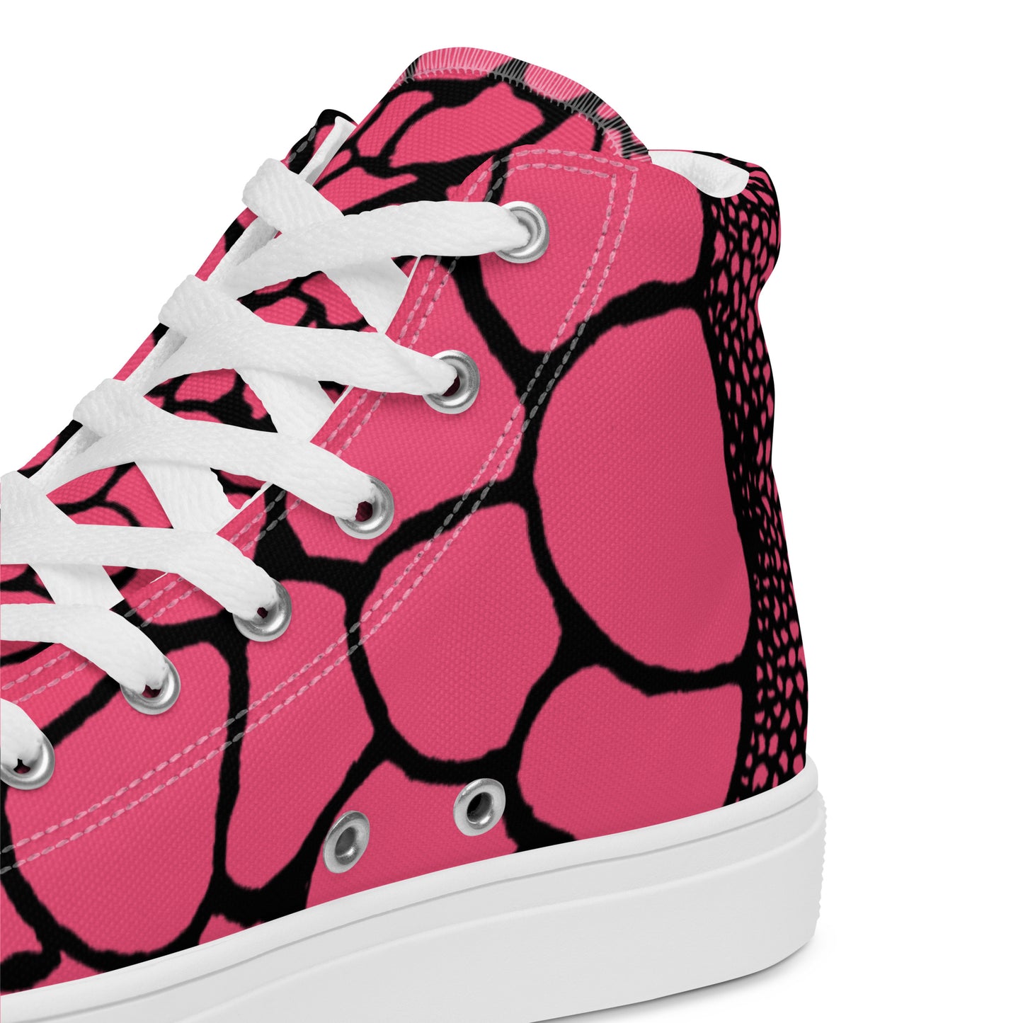Organic Brink Pink Print Women’s High Top Canvas Shoes | Casual Print Shoes | Stylish Festival Sneakers | Abstract Shoes | Lace Up Sneakers | - Comfortable Culture - Shoes - Comfortable Culture